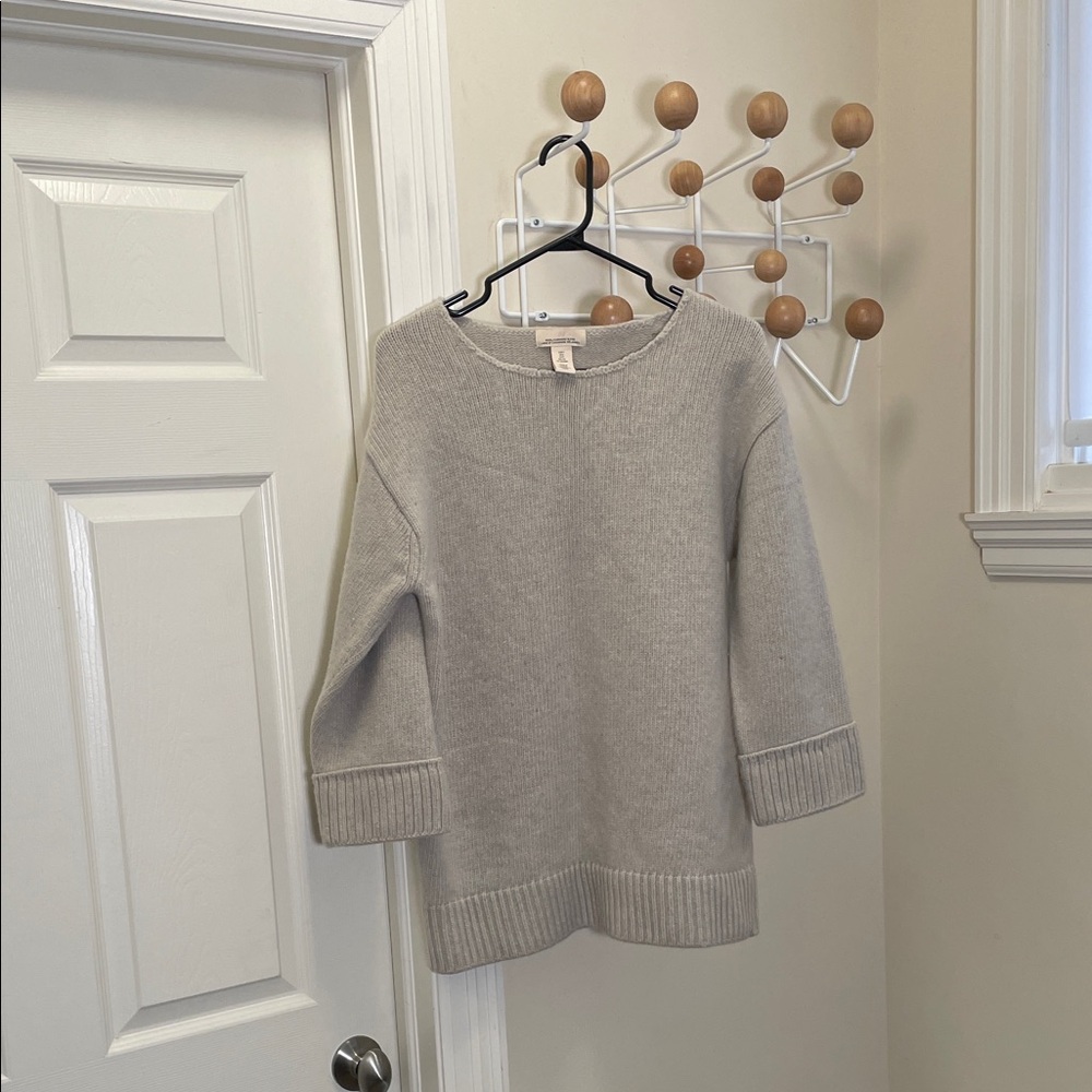 H&M - Wool Cashmere Blend Quarter Sleeve Sweater - Cream Neutral - S